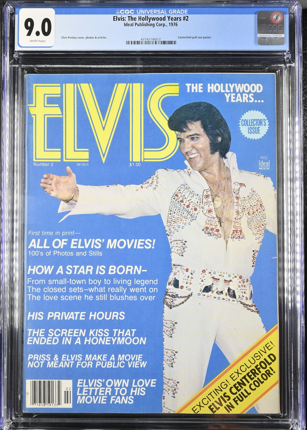 1976 Elvis: The Hollywood Years #2 Graded Magazine CGC 9.0 Elvis Presley Top POP