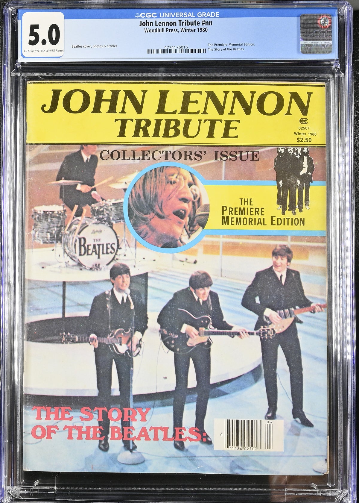 1980 John Lennon Tribute Graded Magazine CGC 5.0 Story of The Beatles Premiere Memorial Edition