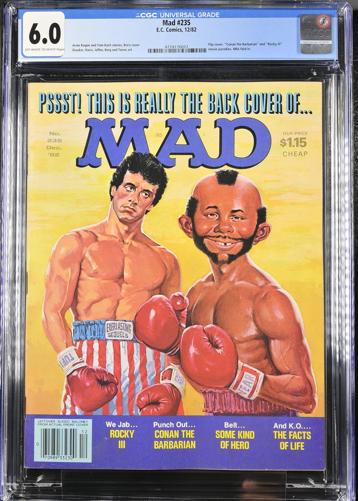 1982 Mad #235 Graded Magazine CGC 6.0 Newsstand Rocky III & Conan the Barbarian Parody