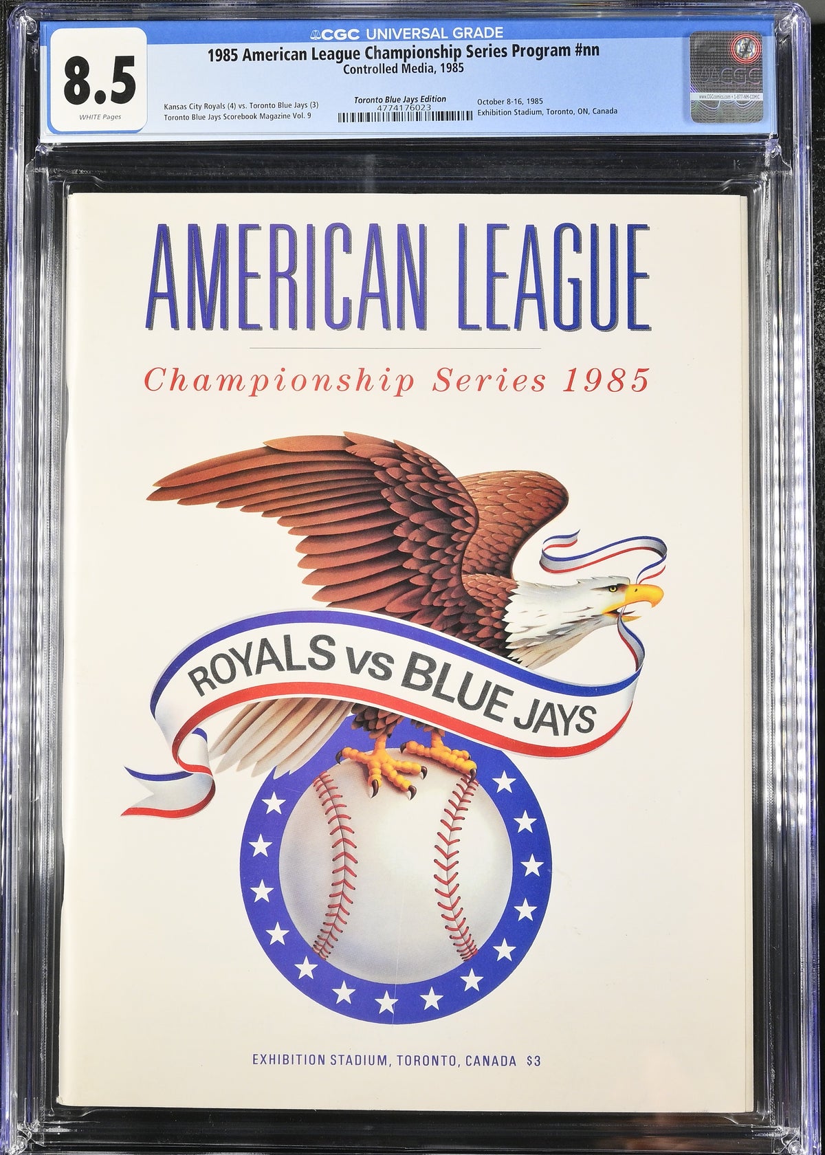 1985 American League Championship Series Program Graded Magazine CGC 8.5 Kansas City Royals vs. Toronto Blue Jays