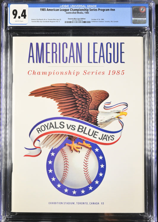 1985 American League Championship Series Program Graded Magazine CGC 9.4 Kansas City Royals vs. Toronto Blue Jays