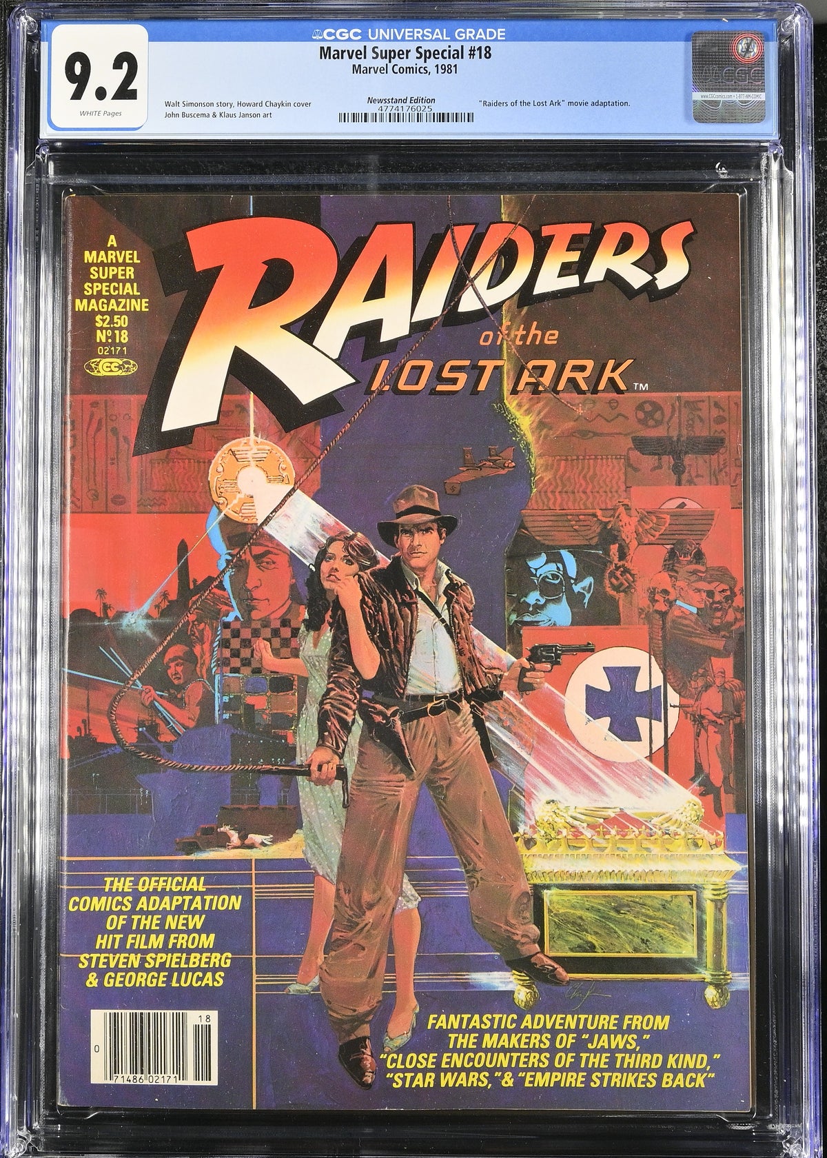 1981 Marvel Super Special #18 Graded Magazine CGC 9.2 Newsstand Raiders of the Lost Ark