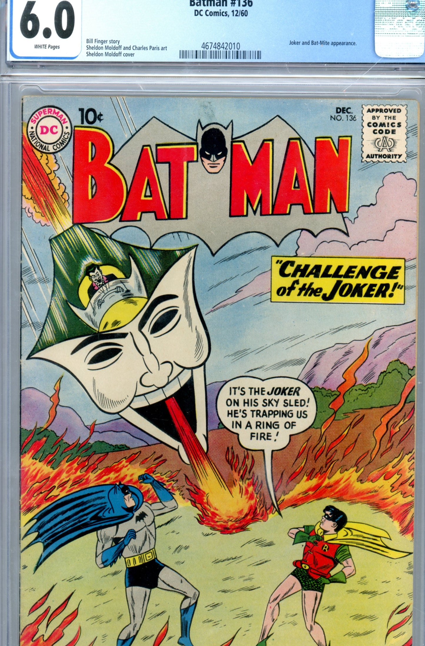 1960 Batman #136 Graded Comic Book Sheldon Moldoff Cover CGC 6.0
