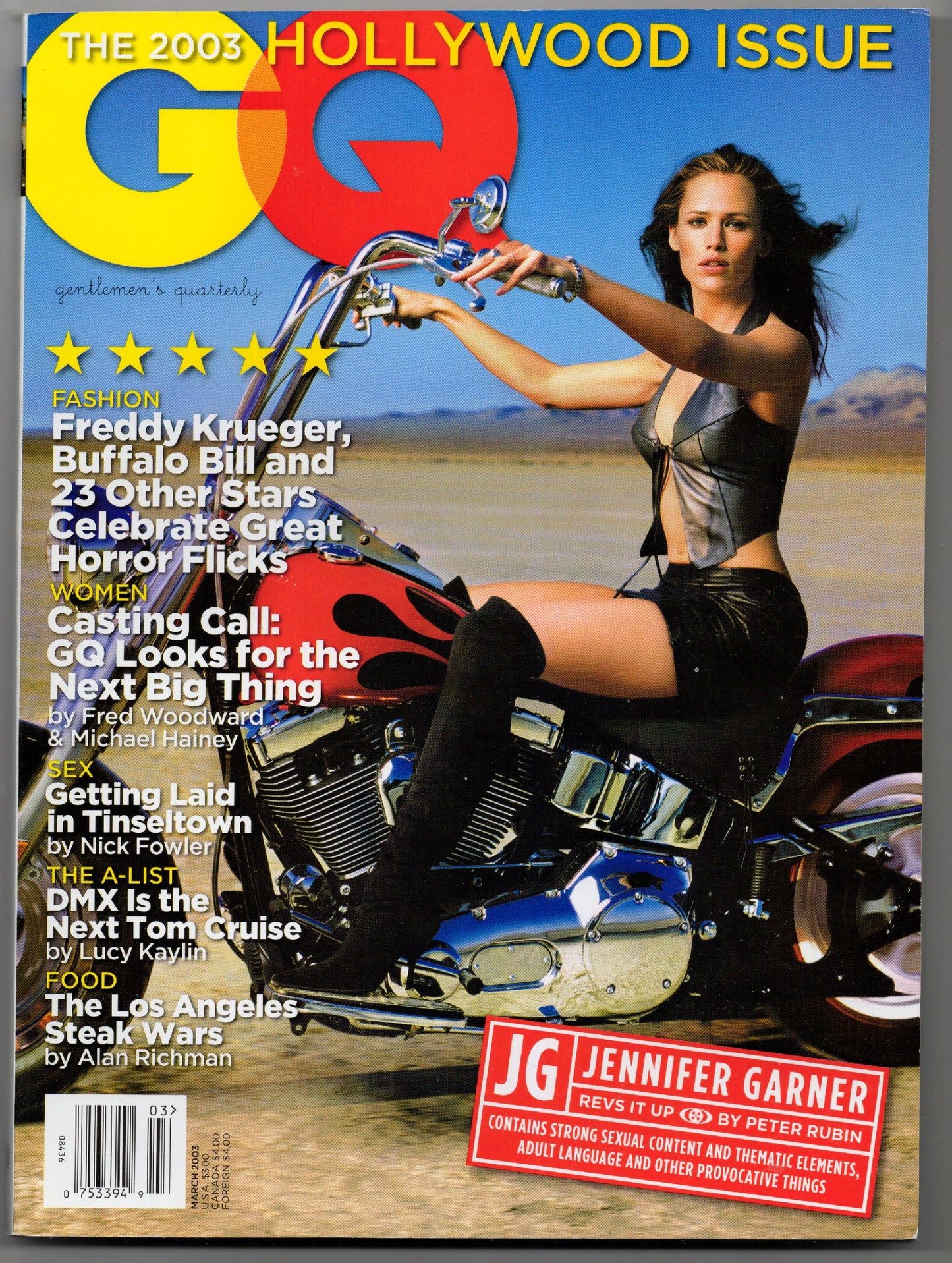 GQ Vintage Monthly Magazine (March 2003) Jennifer Garner Cover