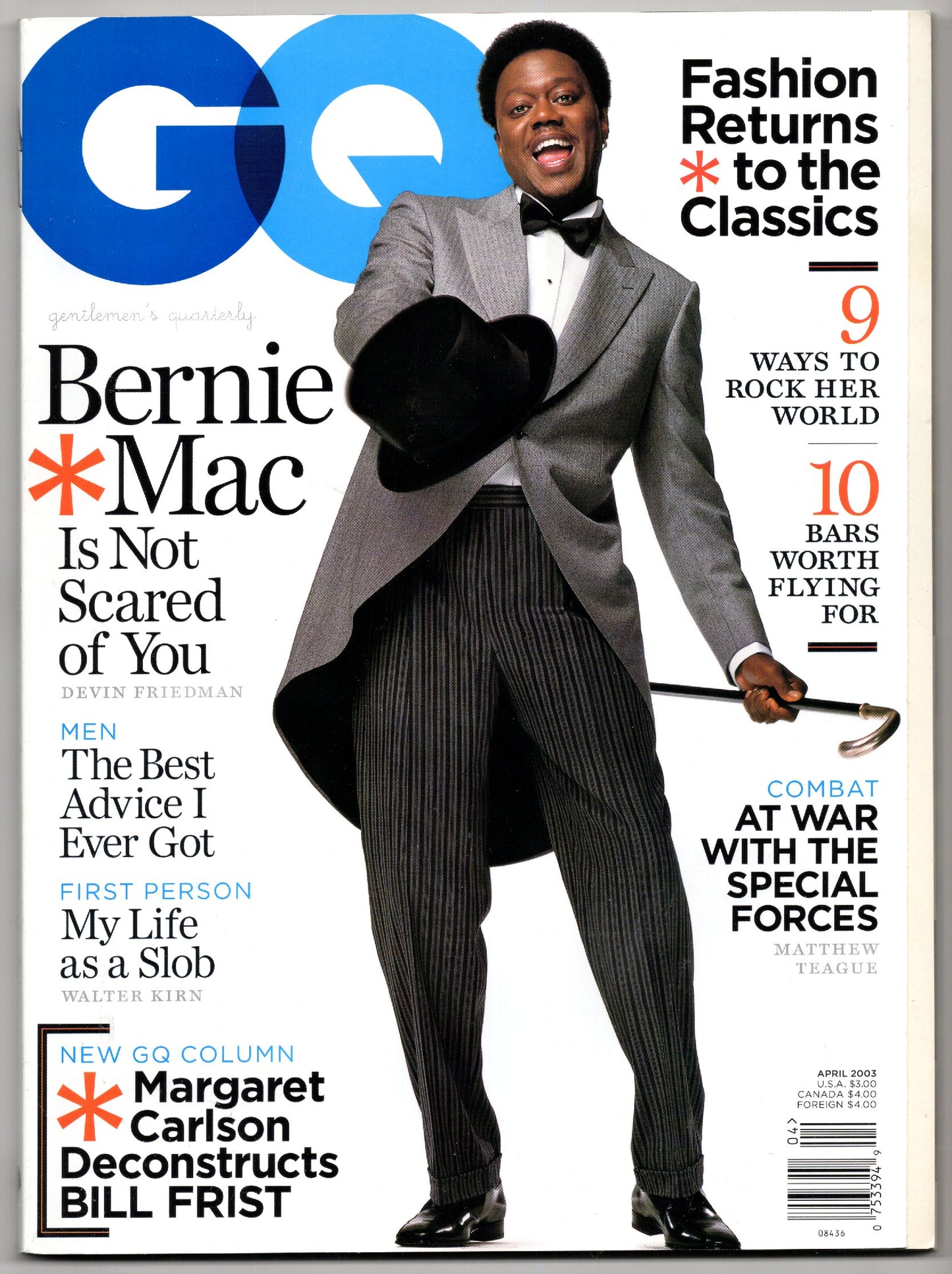GQ Vintage Monthly Magazine (April 2003) Bernie Mac Cover