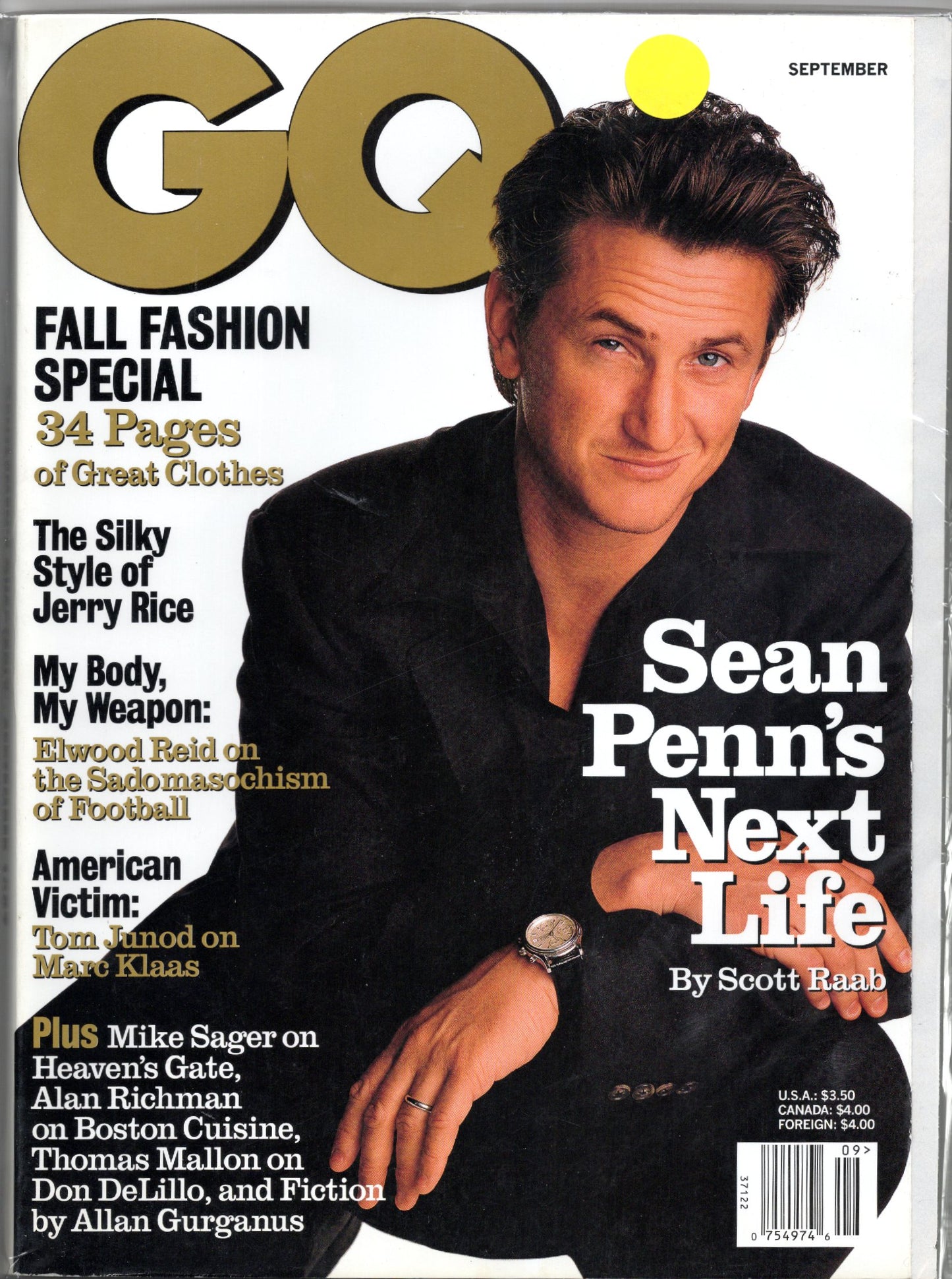GQ Vintage Monthly Magazine (September 1997) Sean Penn Cover