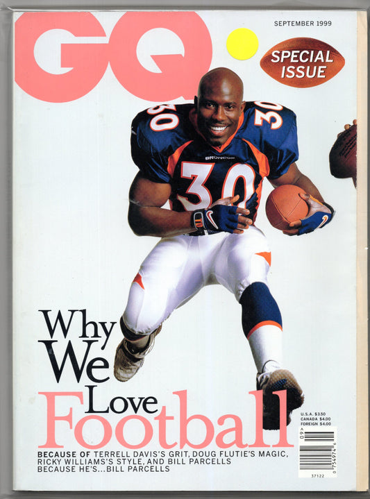 GQ Vintage Monthly Magazine (September 1999) Terrell Davis Cover