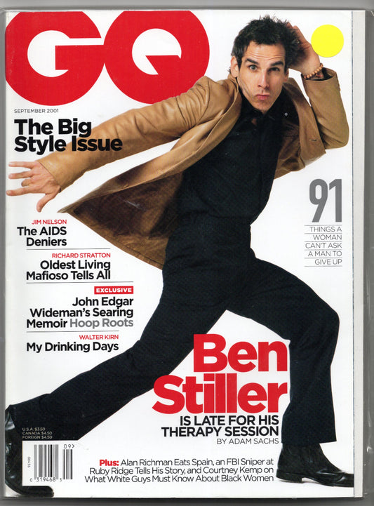 GQ Vintage Monthly Magazine (September 2001) Ben Stiller Cover