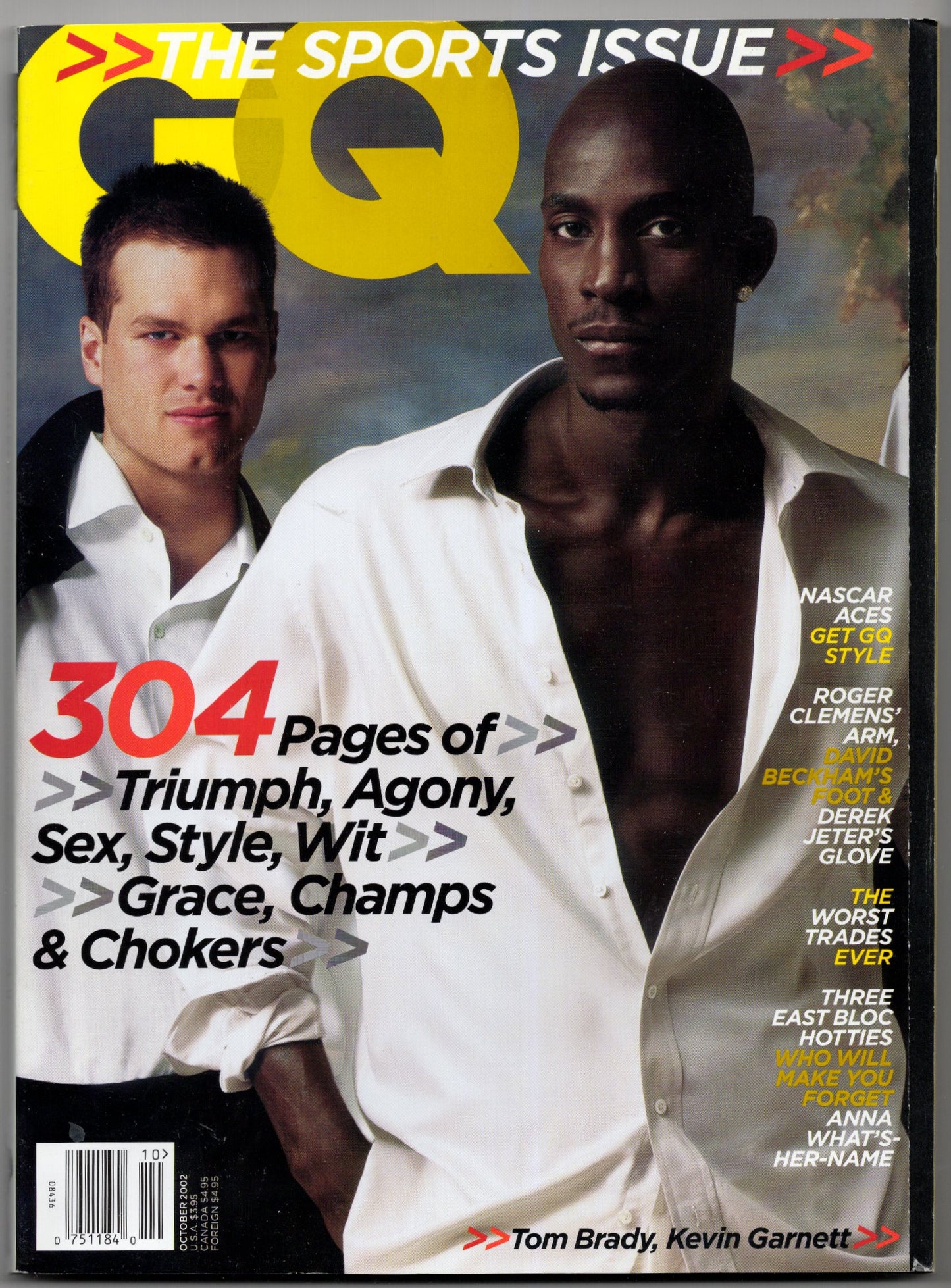 GQ Vintage Monthly Magazine (October 2002) Tom Brady & Kevin Garnett Cover