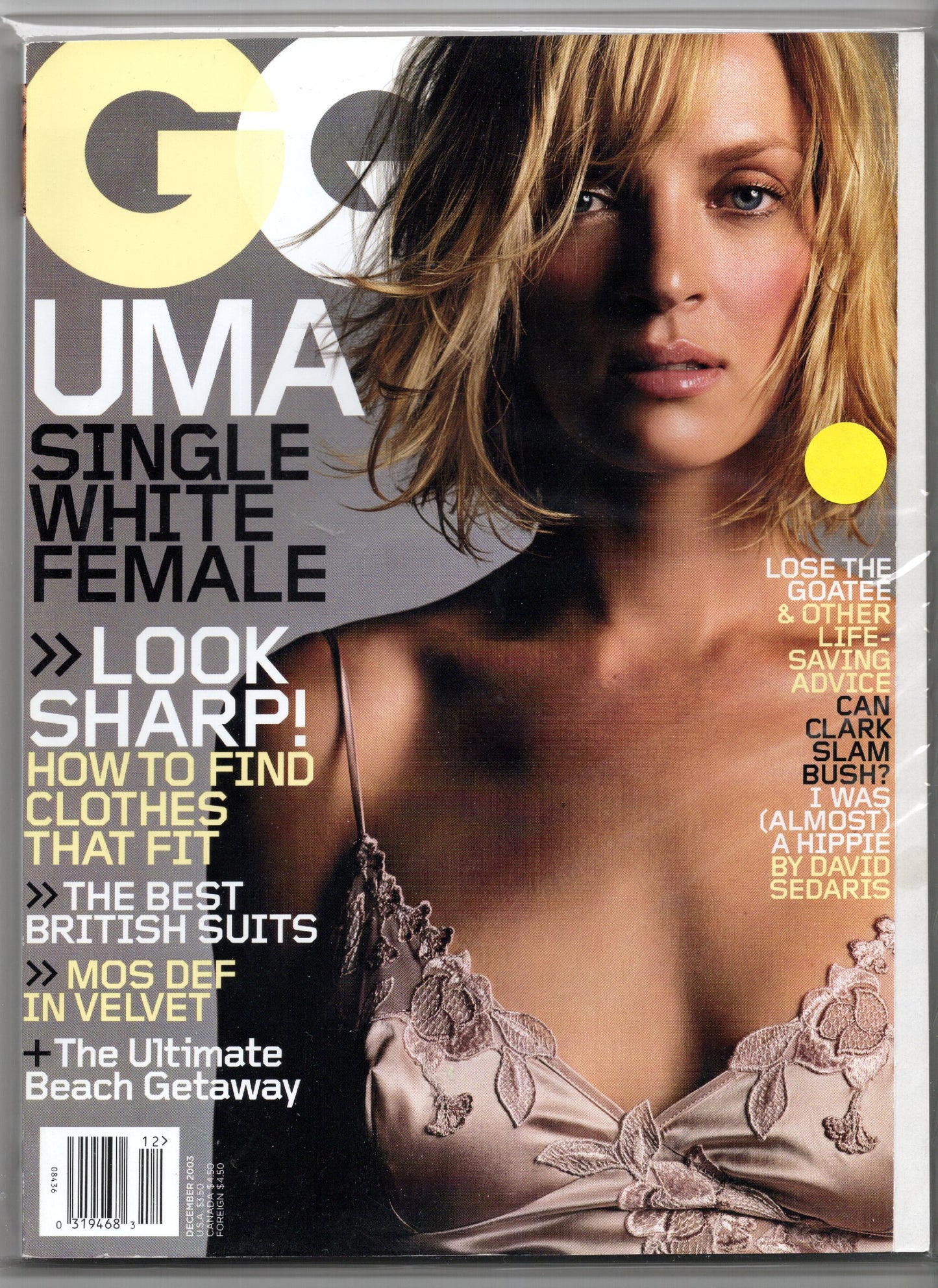 GQ Vintage Monthly Magazine (December 2003) Uma Thurman Cover