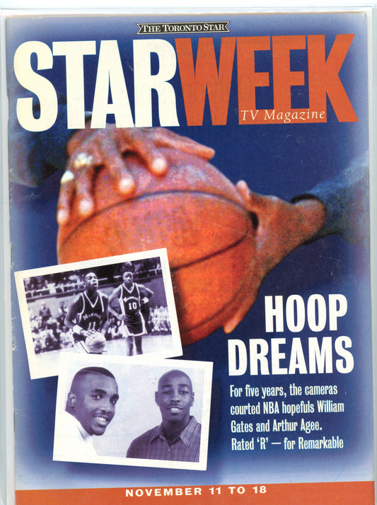 The Toronto Star Starweek TV Vintage Magazine (November 11, 1994) Hoop Dreams