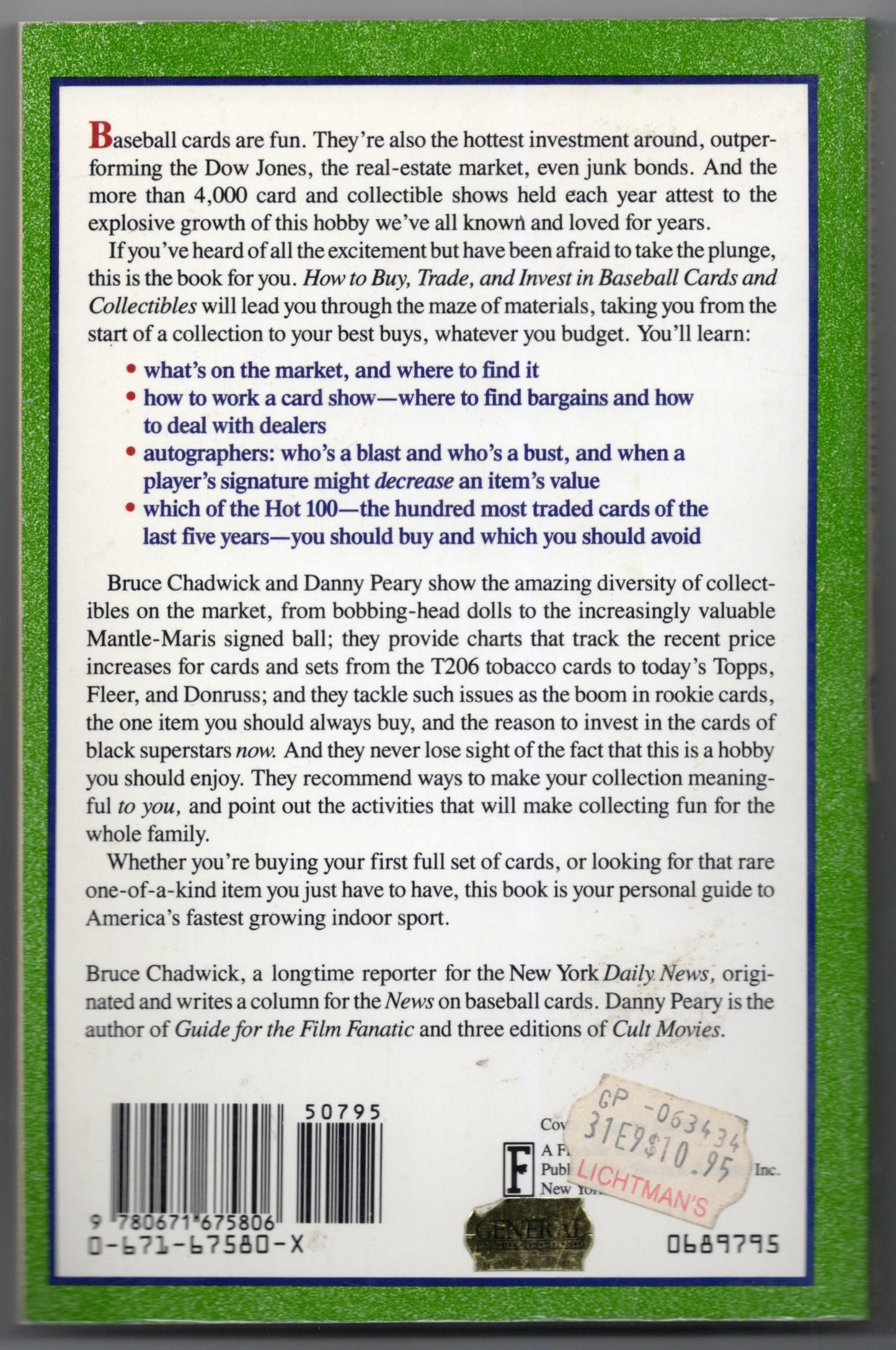 1989 Fireside How To Buy, Trade and Invest In Baseball Cards & Collectibles Vintage Paperback