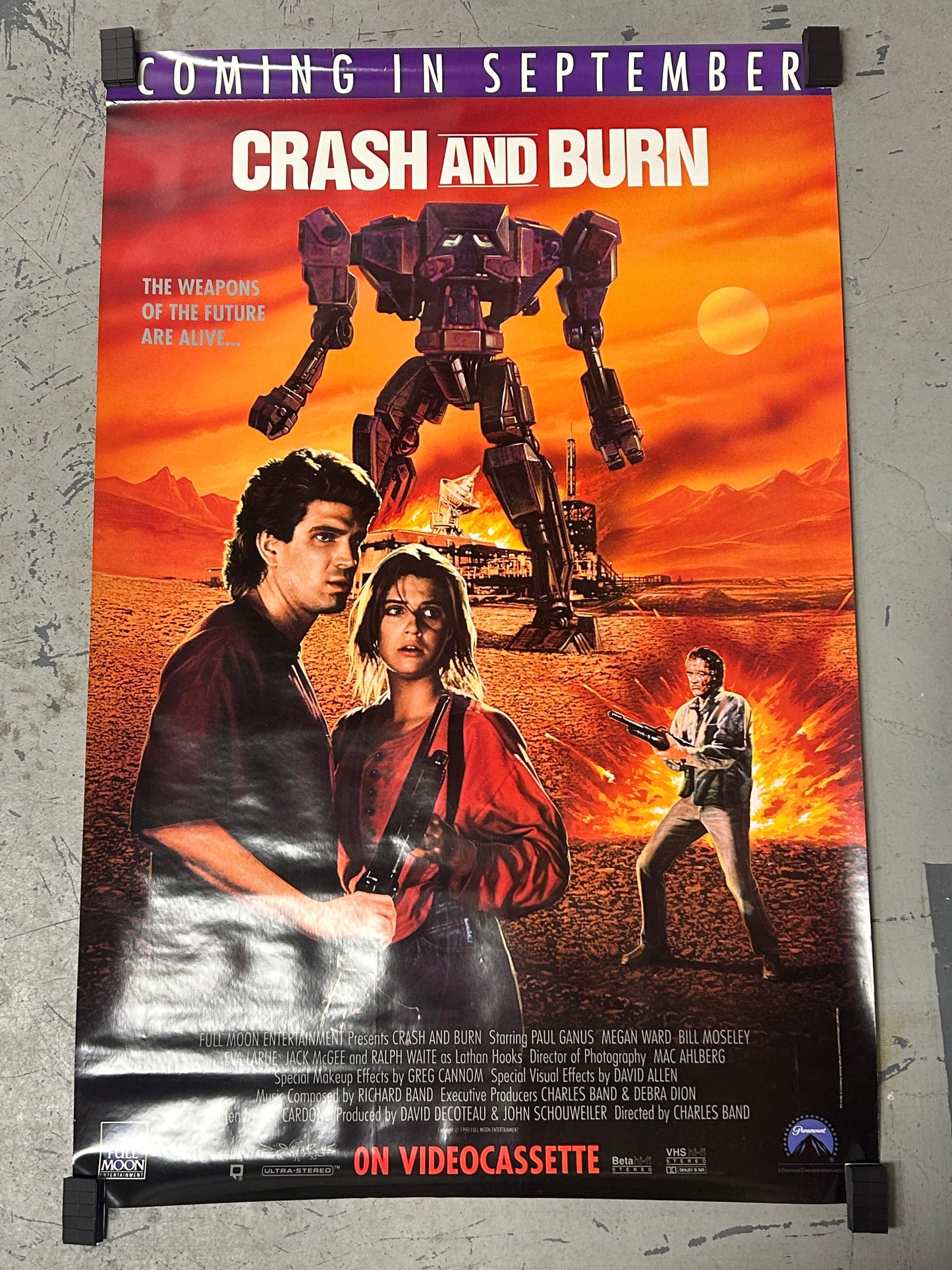 Crash and Burn (1990) Original Vintage Movie Poster VG-EX Condition