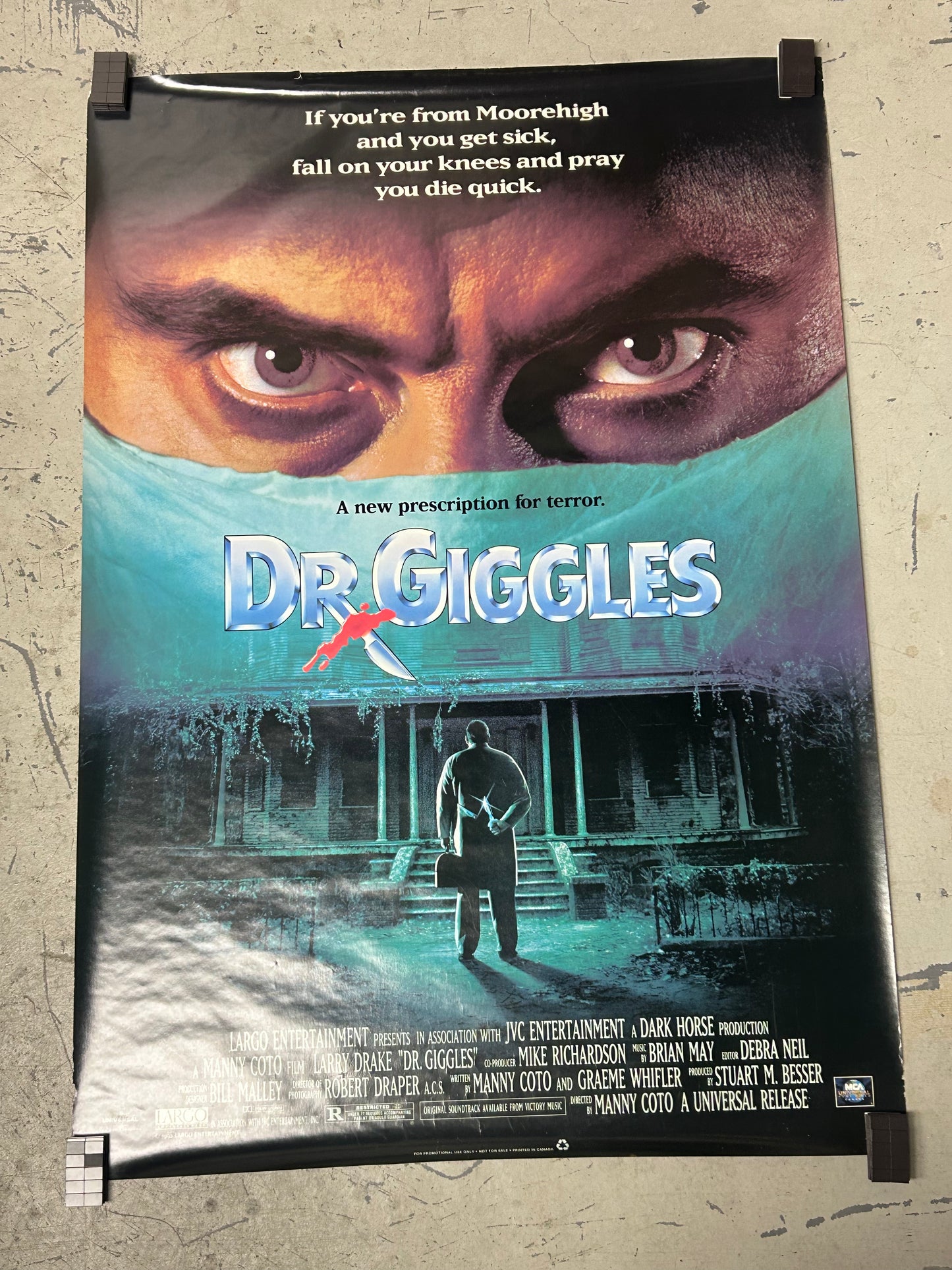 Dr. Giggles (1992) Original Vintage Movie Poster VG-EX Condition