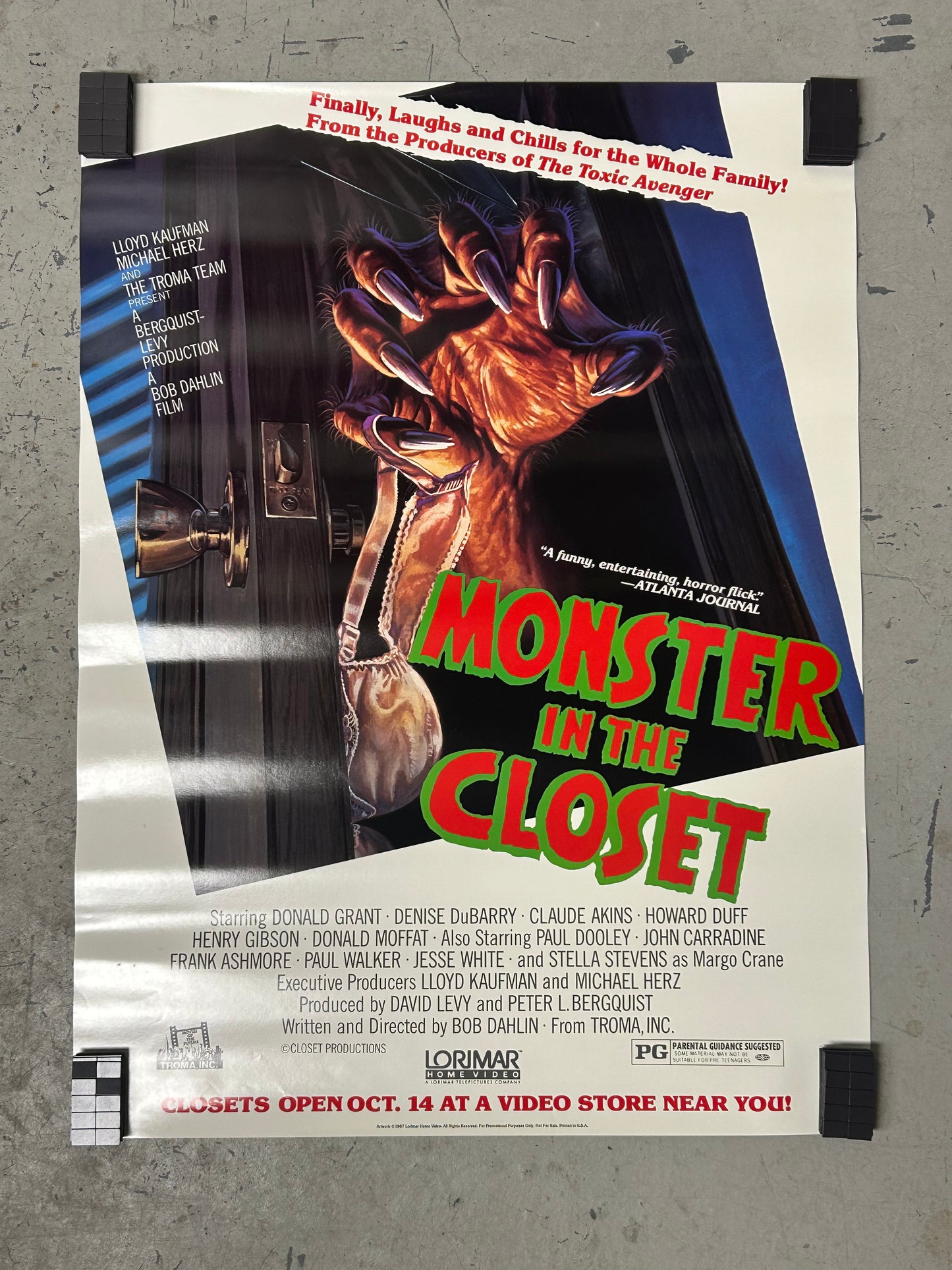 Monster in the Closet (1987) Original Vintage Movie Poster VG-EX Condition