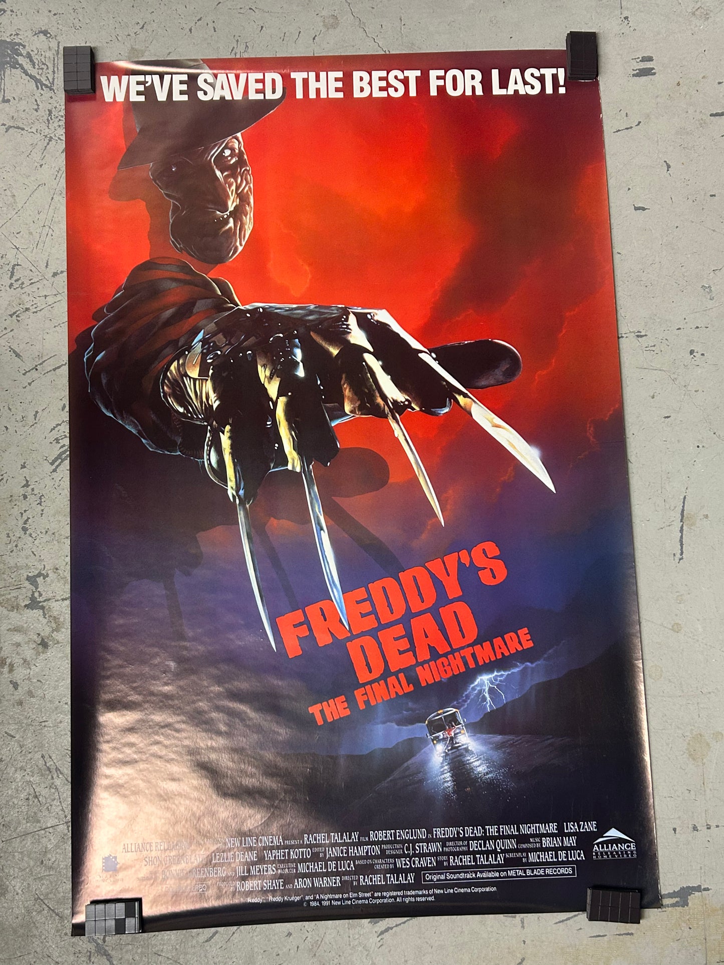 Freddy's Dead: The Final Nightmare (1991) Original Vintage Movie Poster VG-EX Condition