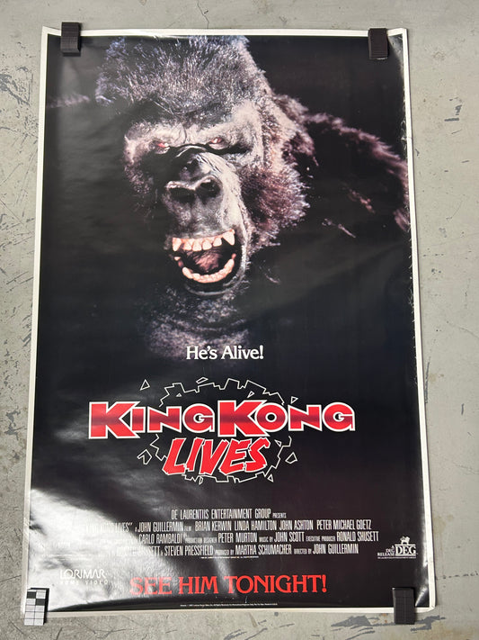 King Kong Lives (1986) Video Release Original Vintage Movie Poster VG-EX Condition