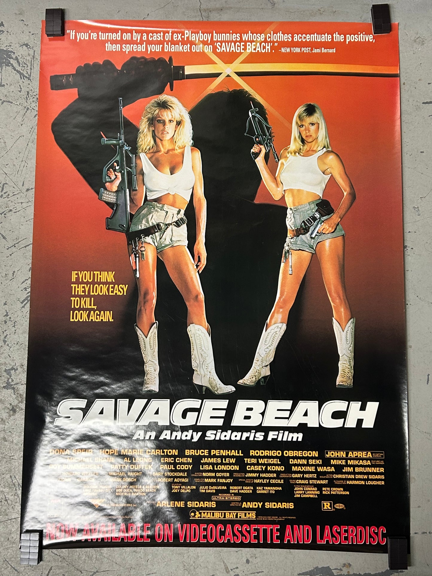 Savage Beach (1989) Original Vintage Movie Poster VG-EX Condition