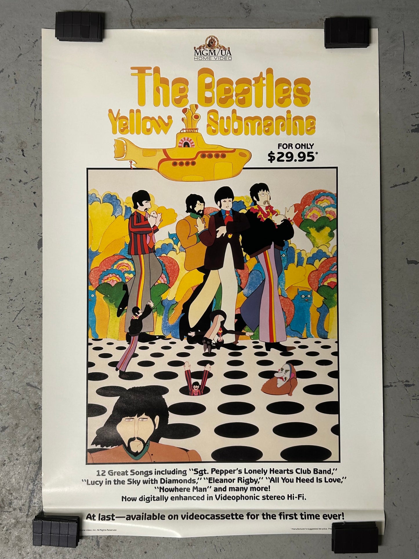 The Beatles: Yellow Submarine (1987) Original Vintage Movie Poster VG-EX Condition