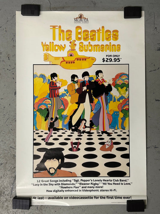 The Beatles: Yellow Submarine (1987) Video Release Original Vintage Movie Poster VG-EX Condition
