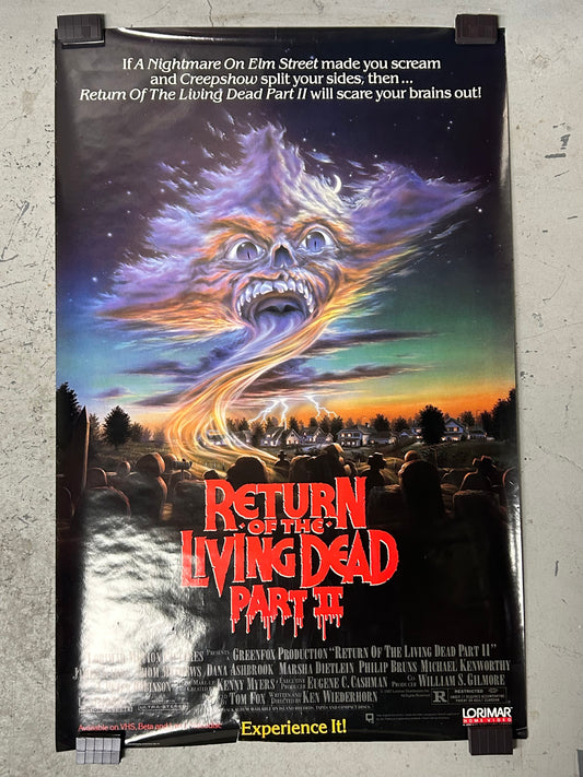 Return of the Living Dead Part II (1988) Video Release Original Vintage Movie Poster VG-EX Condition