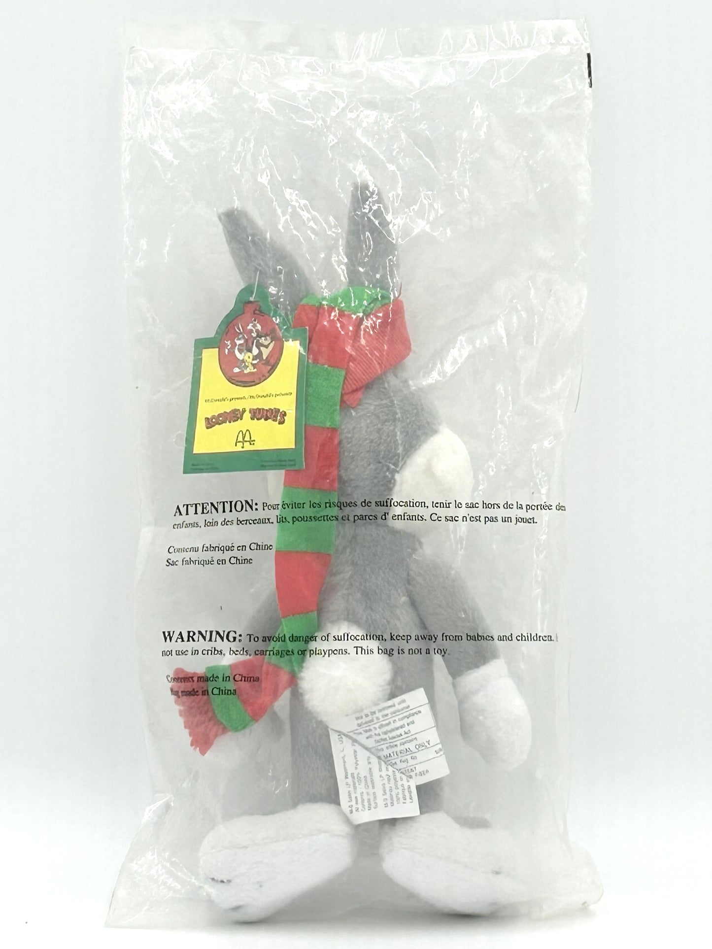1992 McDonald's Happy Meal Looney Tunes Bugs Bunny Christmas Sealed Vintage Plush