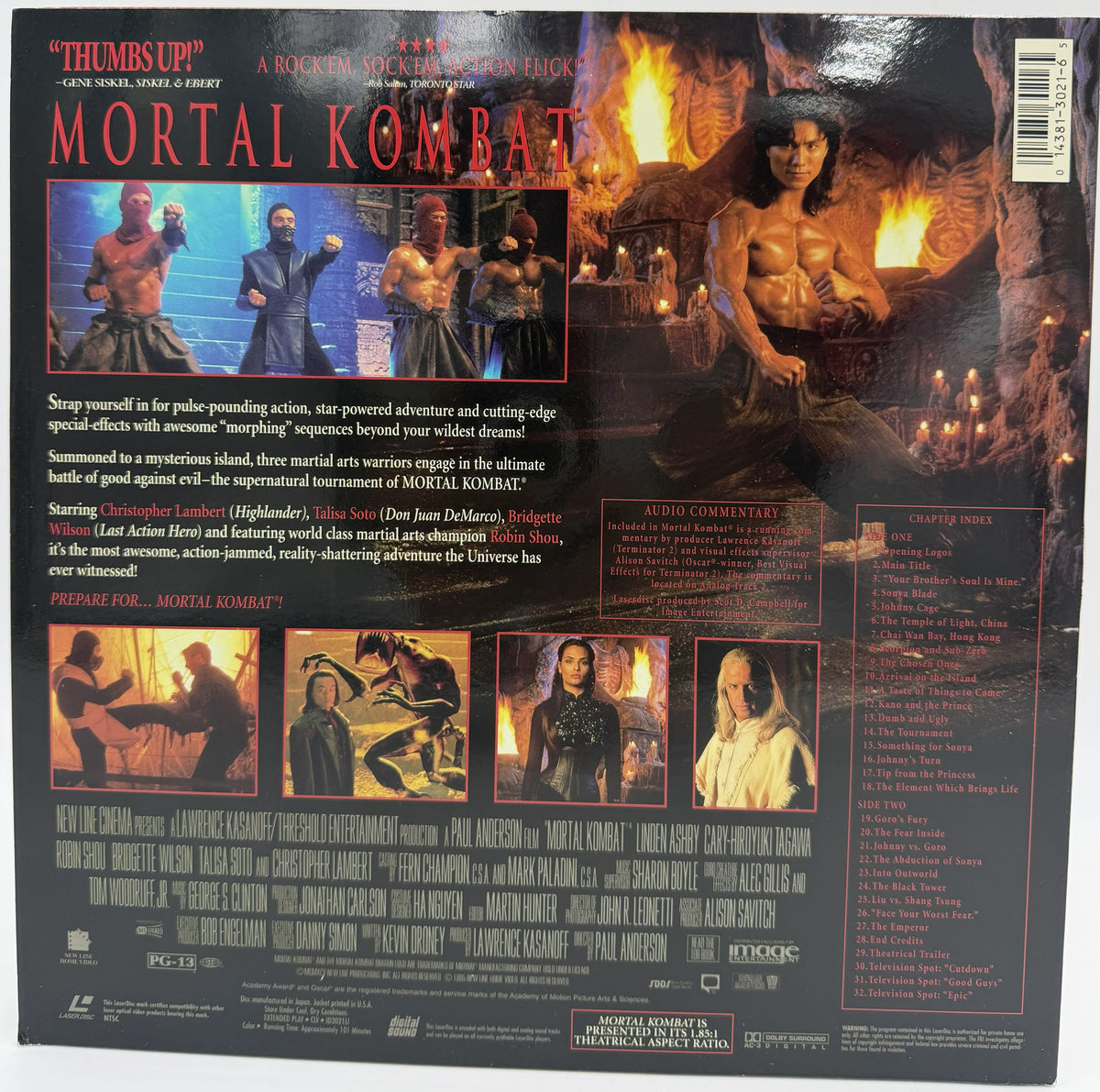 Mortal Kombat (1995) LaserDisc - Robin Shou, Christopher Lambert - Widescreen Special Edition - Image Entertainment - EX