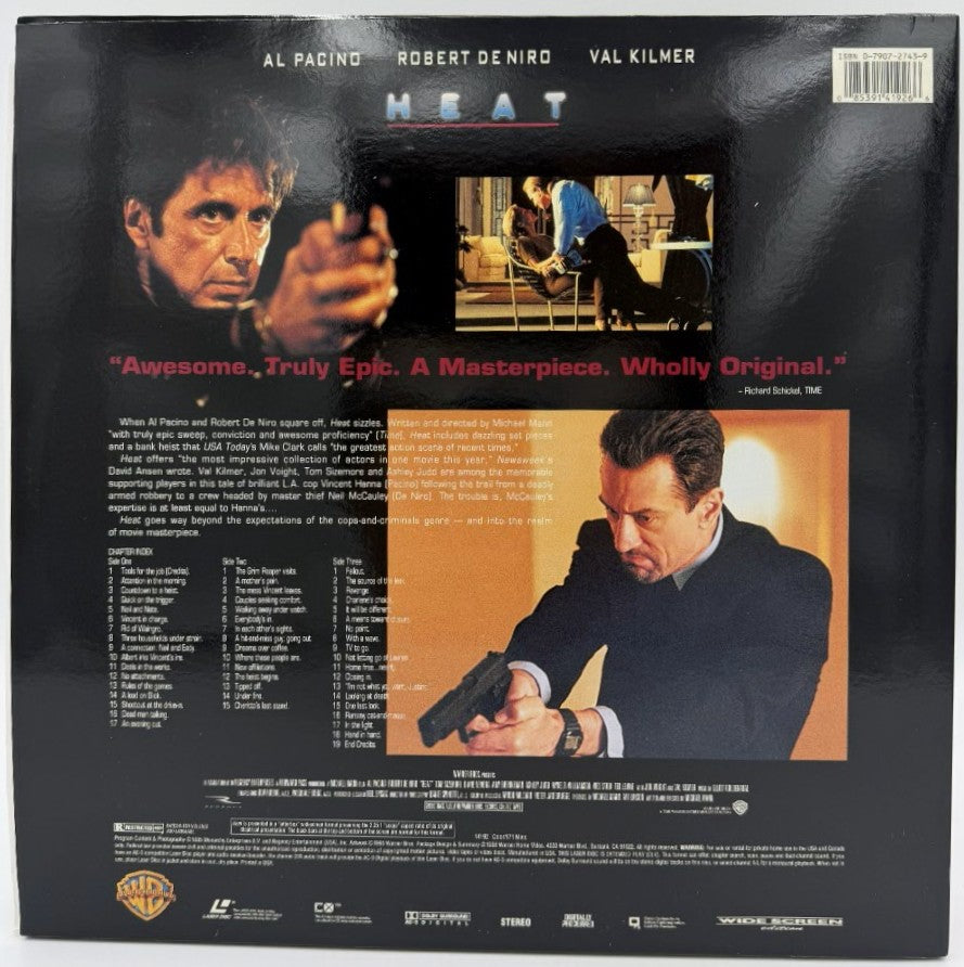 Heat (1995) LaserDisc - Al Pacino, Robert De Niro, Val Kilmer - Widescreen Edition - Warner Home Video - EX