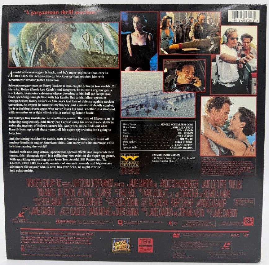 True Lies (1994) LaserDisc - Arnold Schwarzenegger, Jamie Lee Curtis - THX Widescreen Edition - Fox Video - EX