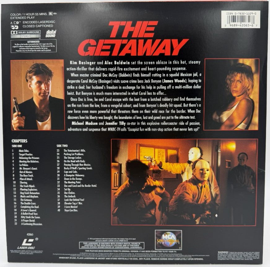 The Getaway (1994) LaserDisc - Alec Baldwin, Kim Basinger - Letterboxed Edition - MCA Universal - EX