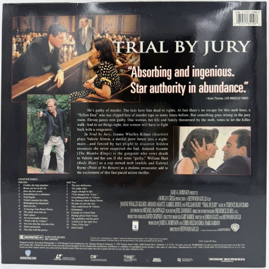Trial by Jury (1994) LaserDisc - Joanne Whalley-Kilmer, Armand Assante - Widescreen Edition - Warner Home Video - EX
