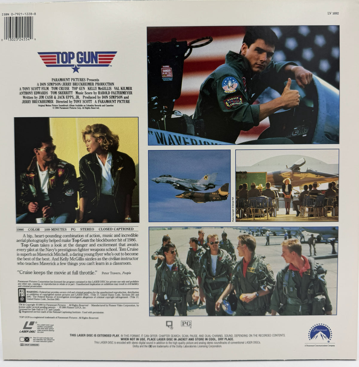 Top Gun (1986) LaserDisc - Tom Cruise, Kelly McGillis - Paramount Pictures - EX