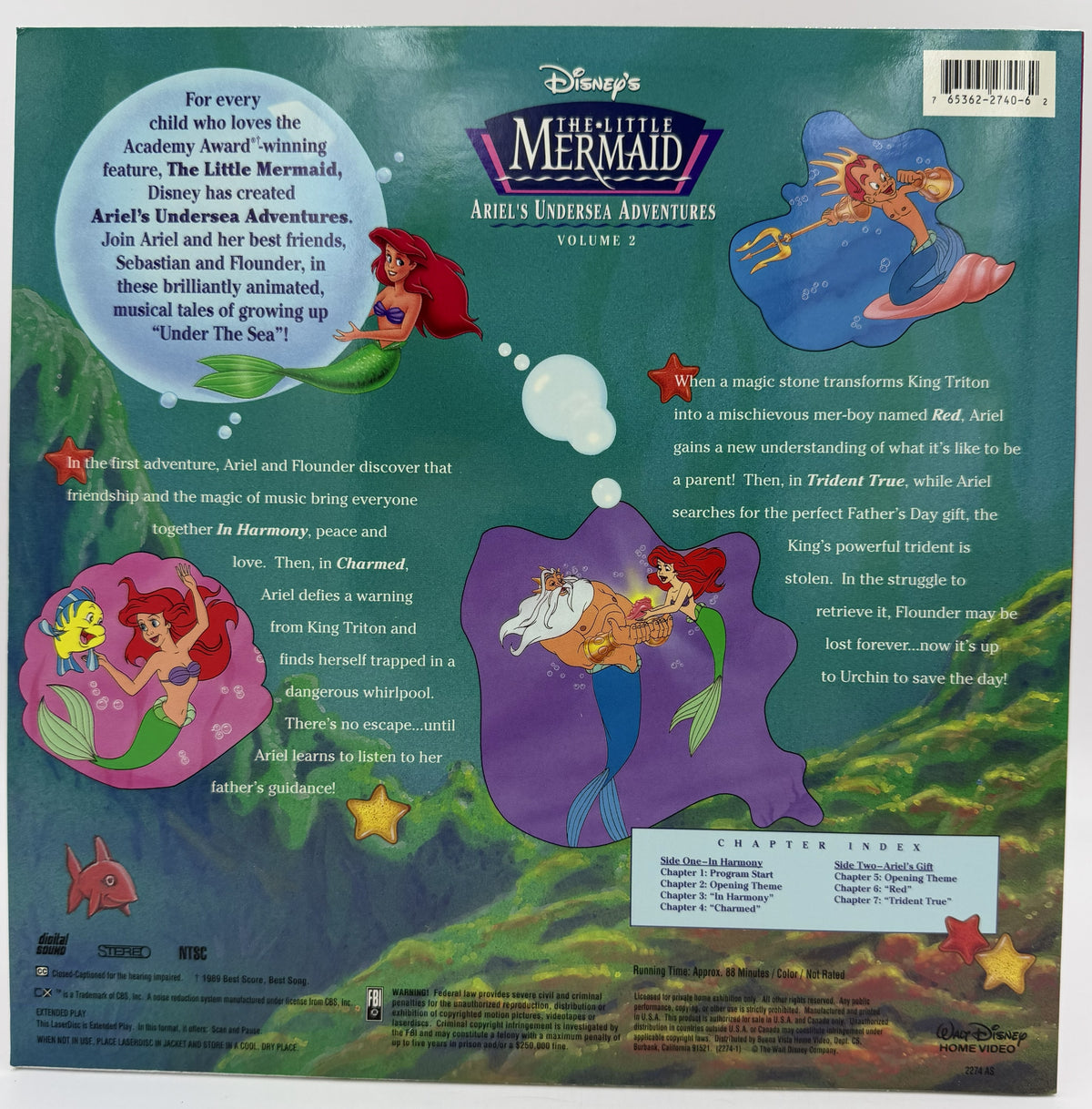 Disney's The Little Mermaid: Ariel's Undersea Adventures Volume 2 (1989) LaserDisc - In Harmony / Ariel's Gift - Walt Disney Home Video - EX