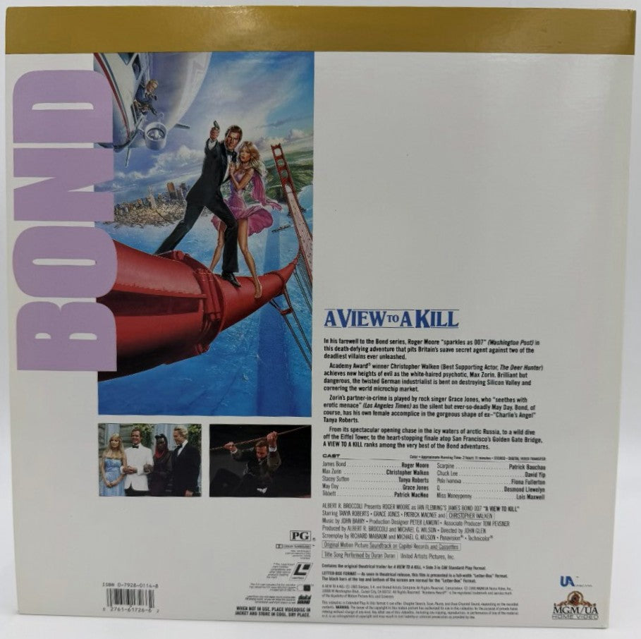 A View to a Kill (1985) LaserDisc LD - Roger Moore, Christopher Walken - Deluxe Letter-Box Edition - MGM/UA- EX James Bond