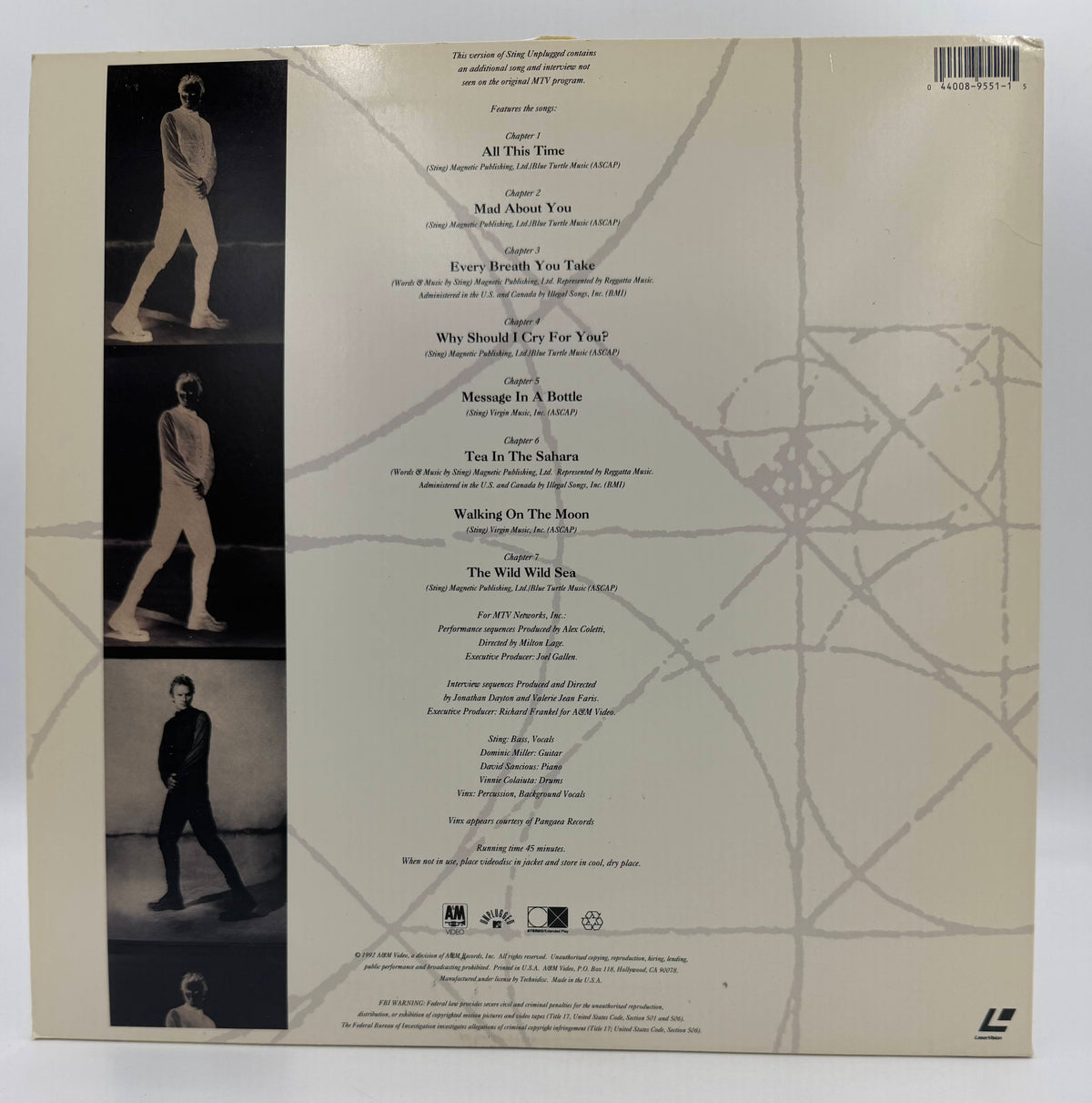 Sting: Unplugged (1991) LaserDisc - VG+