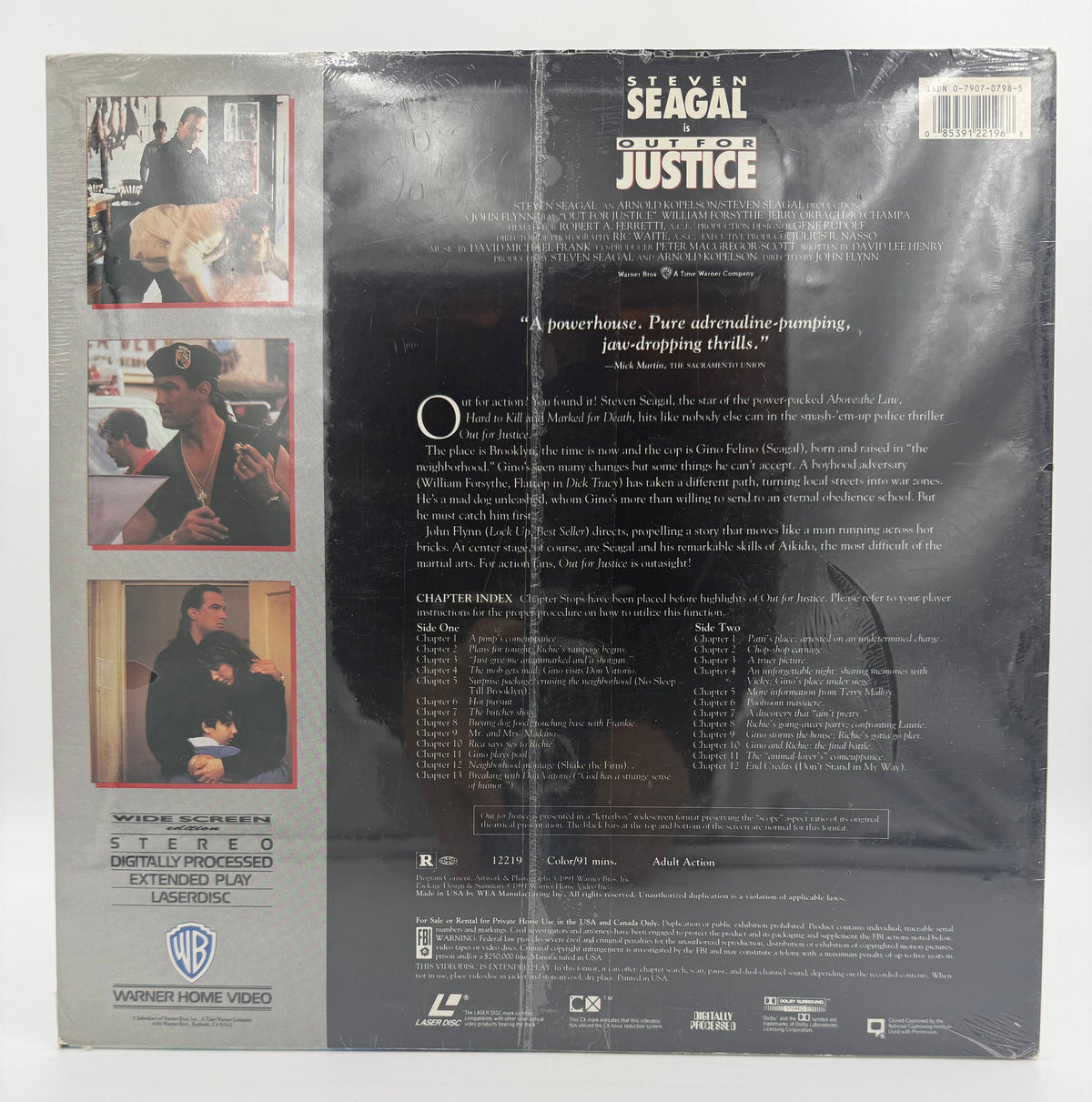 Out For Justice (1991) Widescreen Edition LaserDisc - EX - Factory Sealed Steven Seagal