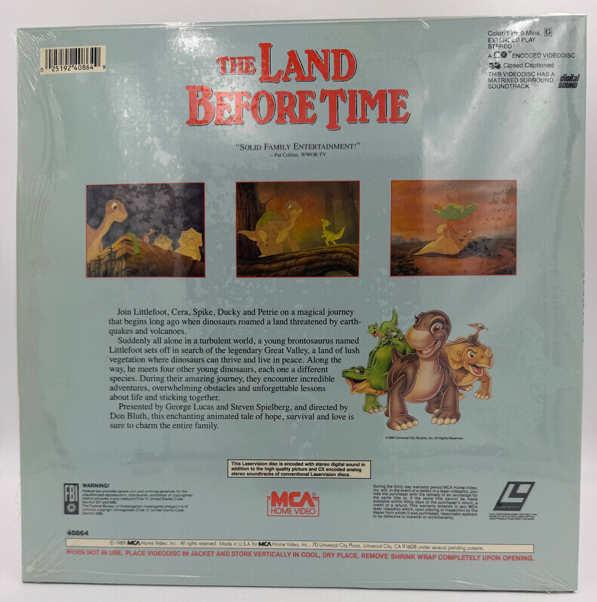 The Land Before Time (1988 / 1989) LaserDisc - EX - Factory Sealed