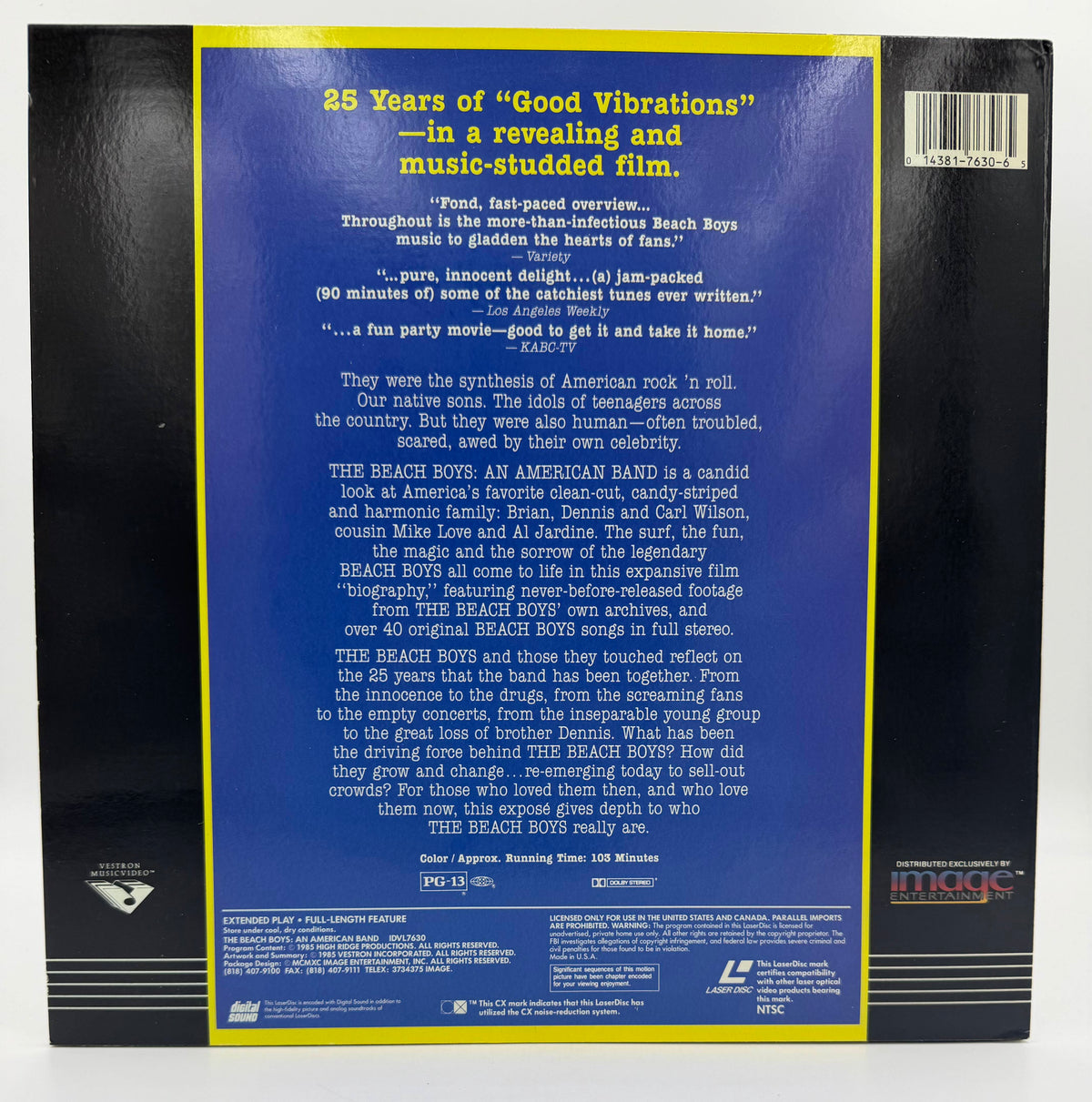 The Beach Boys: An American Band (1985) – LaserDisc - EX