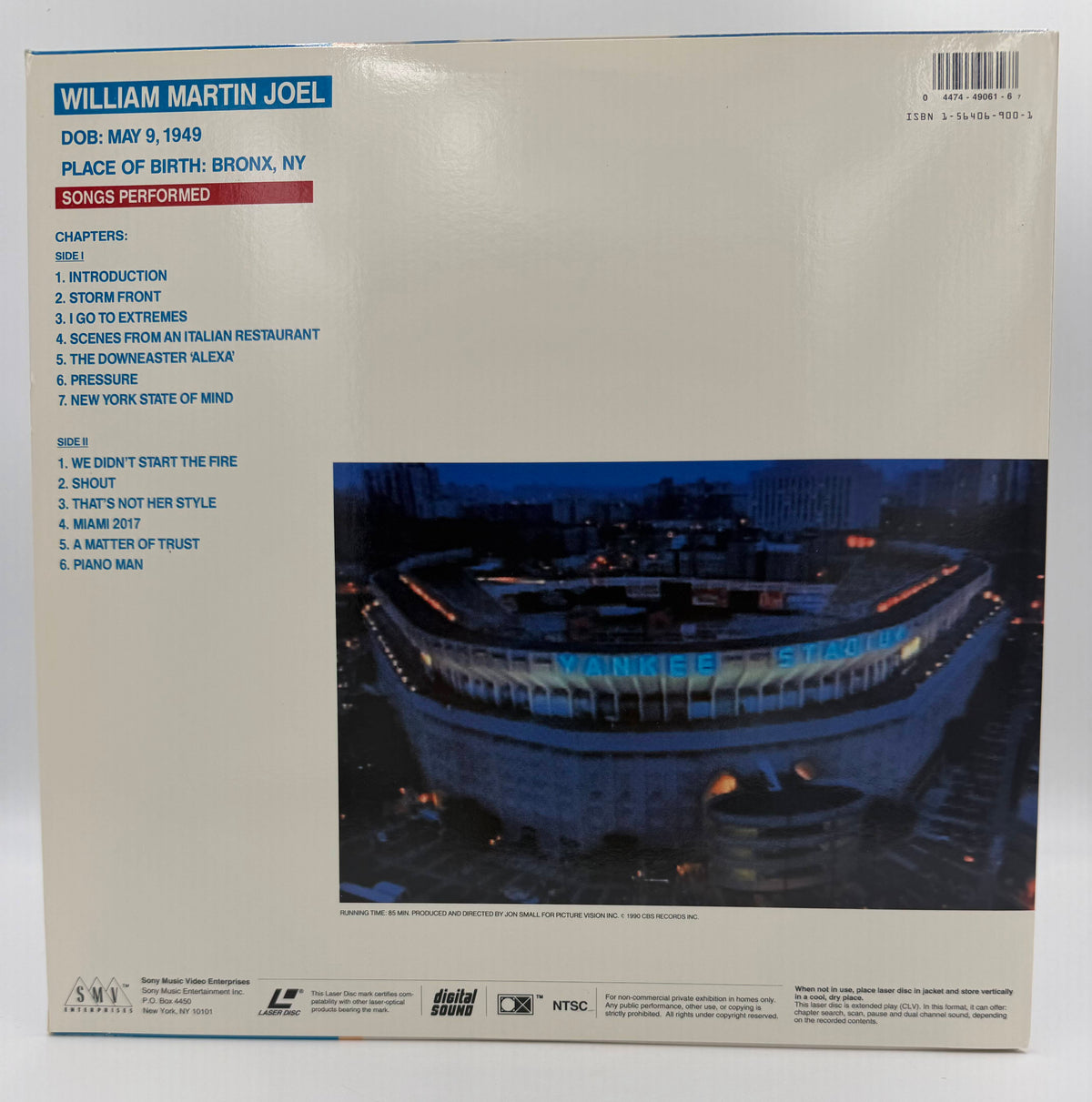 Billy Joel - Live At Yankee Stadium (1990) LaserDisc - EX