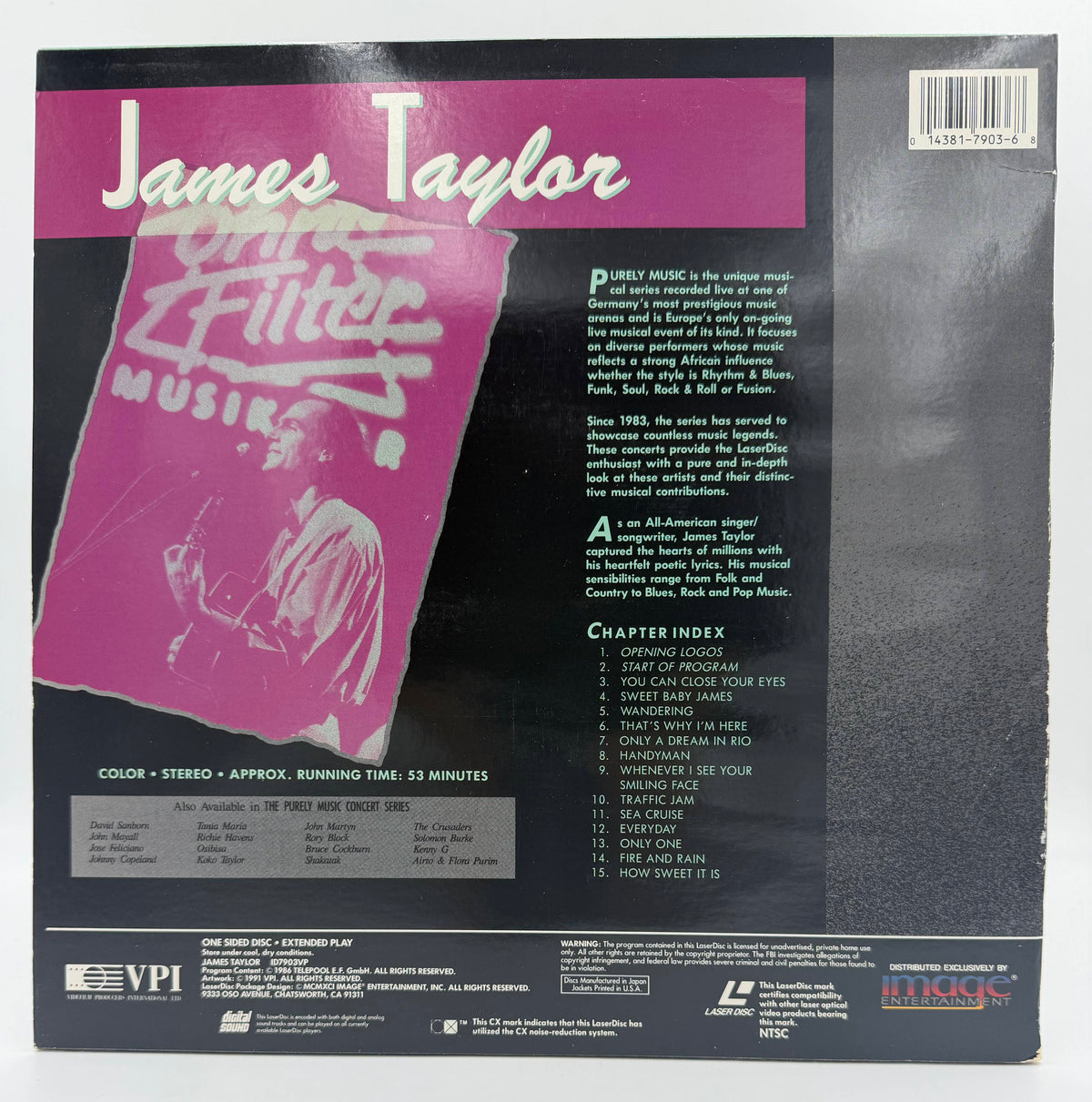James Taylor - On The Filter Musik (1986/1991) LaserDisc - VG