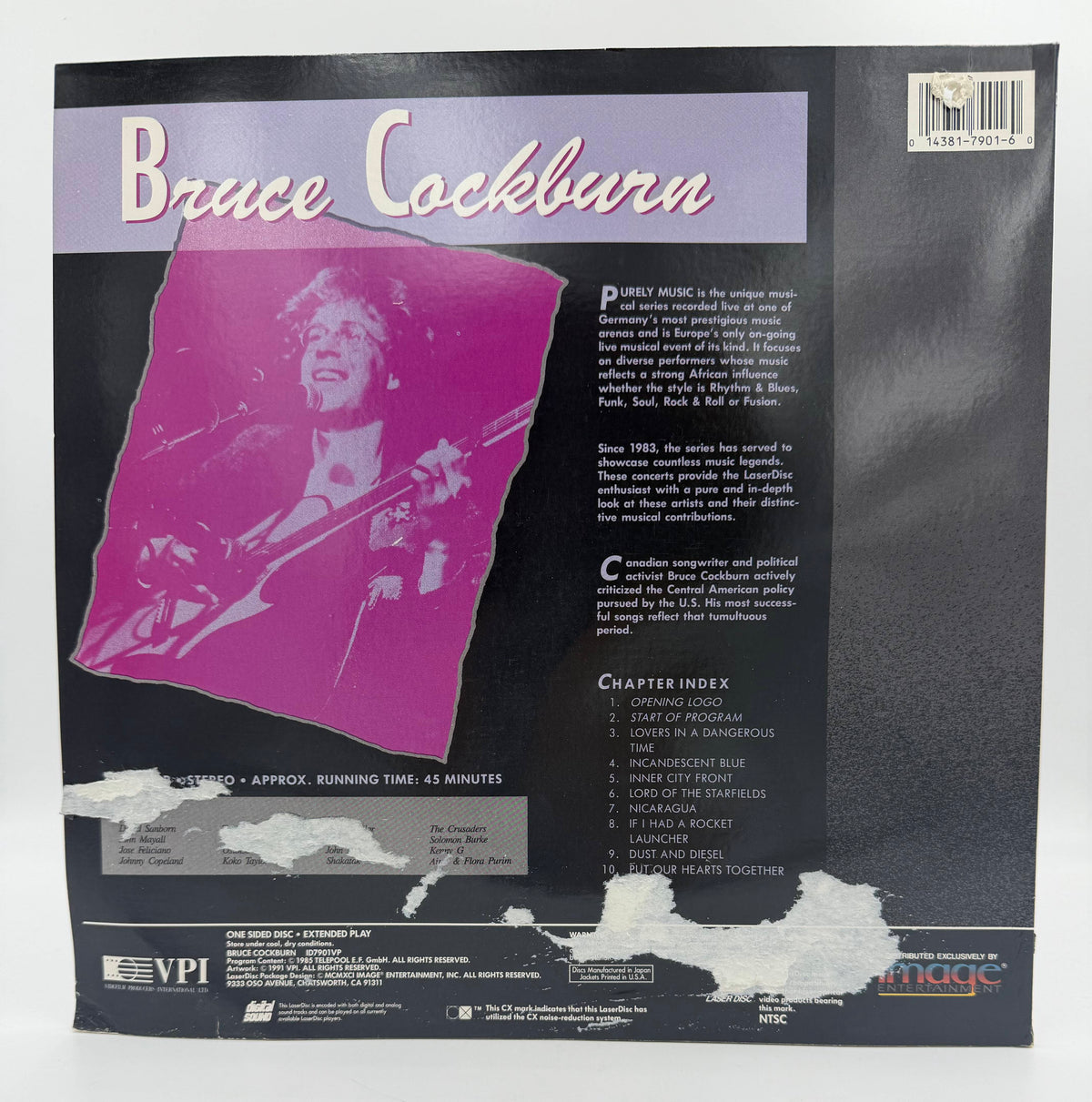 Bruce Cockburn - On The Filter Musik (1985/1991) LaserDisc - VG
