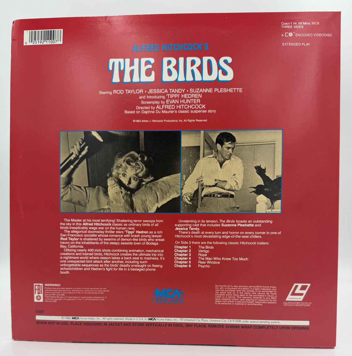 Alfred Hitchcock's The Birds (1963/1986) LaserDisc - EX