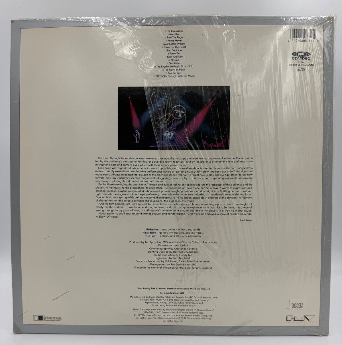 Rush – A Show of Hands (1989) LaserDisc (CD Video Format) - VG+