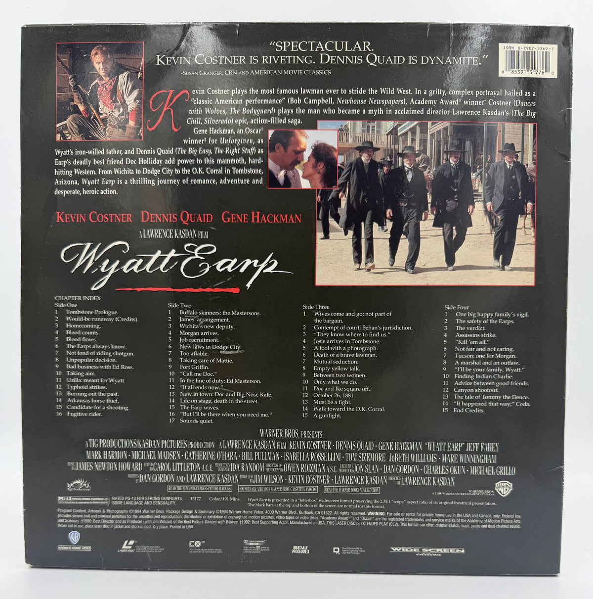 Wyatt Earp – Widescreen Edition (1994) LaserDisc - VG+