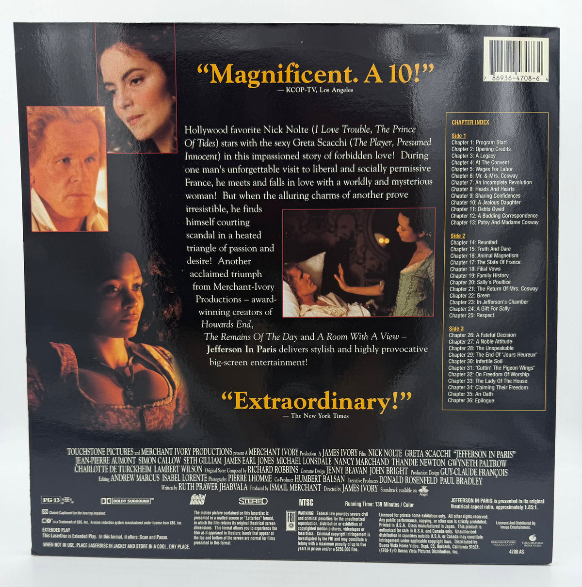 Jefferson in Paris (1995) – Letterbox LaserDisc - EX