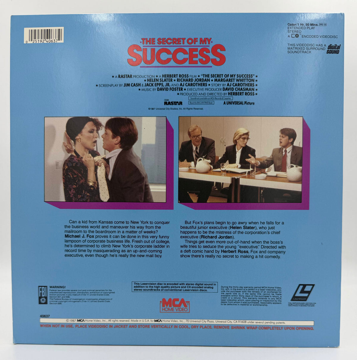 The Secret of My Success (1987) – LaserDisc - EX Michael J Fox
