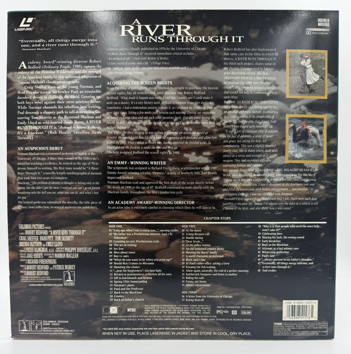 A River Runs Through It (1993) – Deluxe Widescreen Version LaserDisc - EX