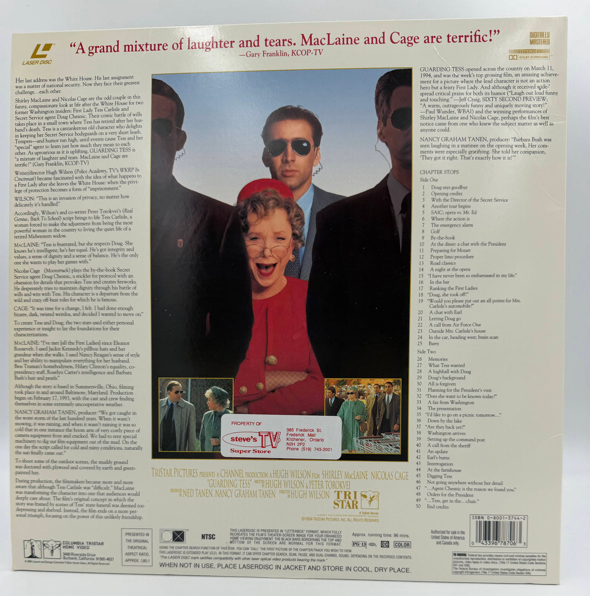 Guarding Tess (1994) Deluxe Widescreen Presentation – LaserDisc - VG+.