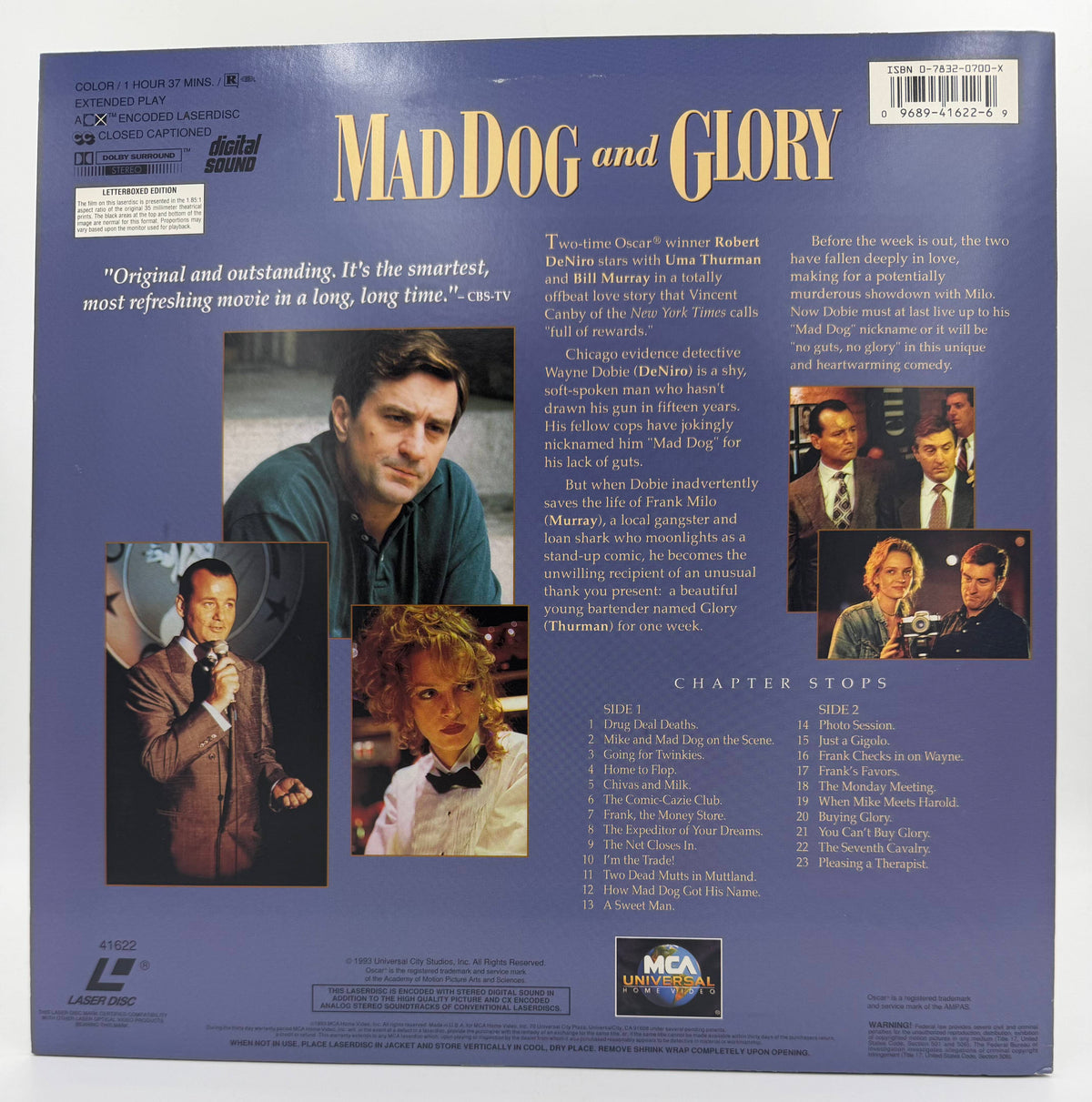 Mad Dog and Glory (1993) Letterboxed Edition – LaserDisc - EX.