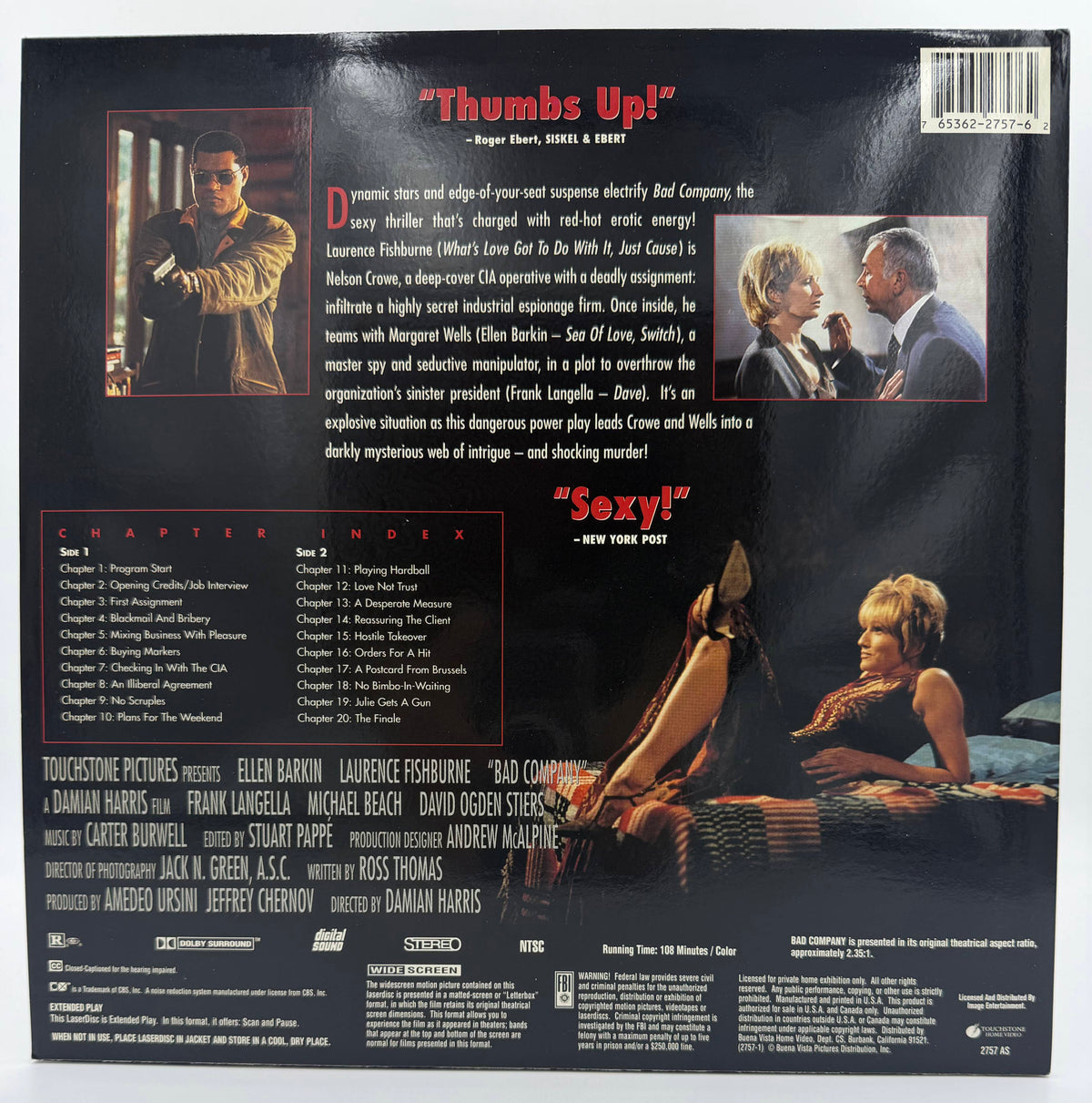 Bad Company (1995) Widescreen LaserDisc - EX.